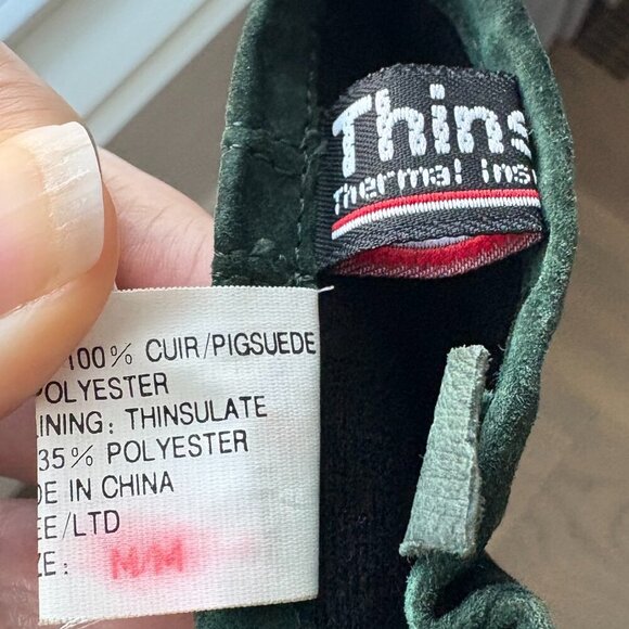3M Thinsulate Outdoor Classic Casual Pig Suede Leather Gloves Green Sz M - Picture 5 of 8